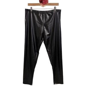 Black high waisted coated shiny leggings size 2XL